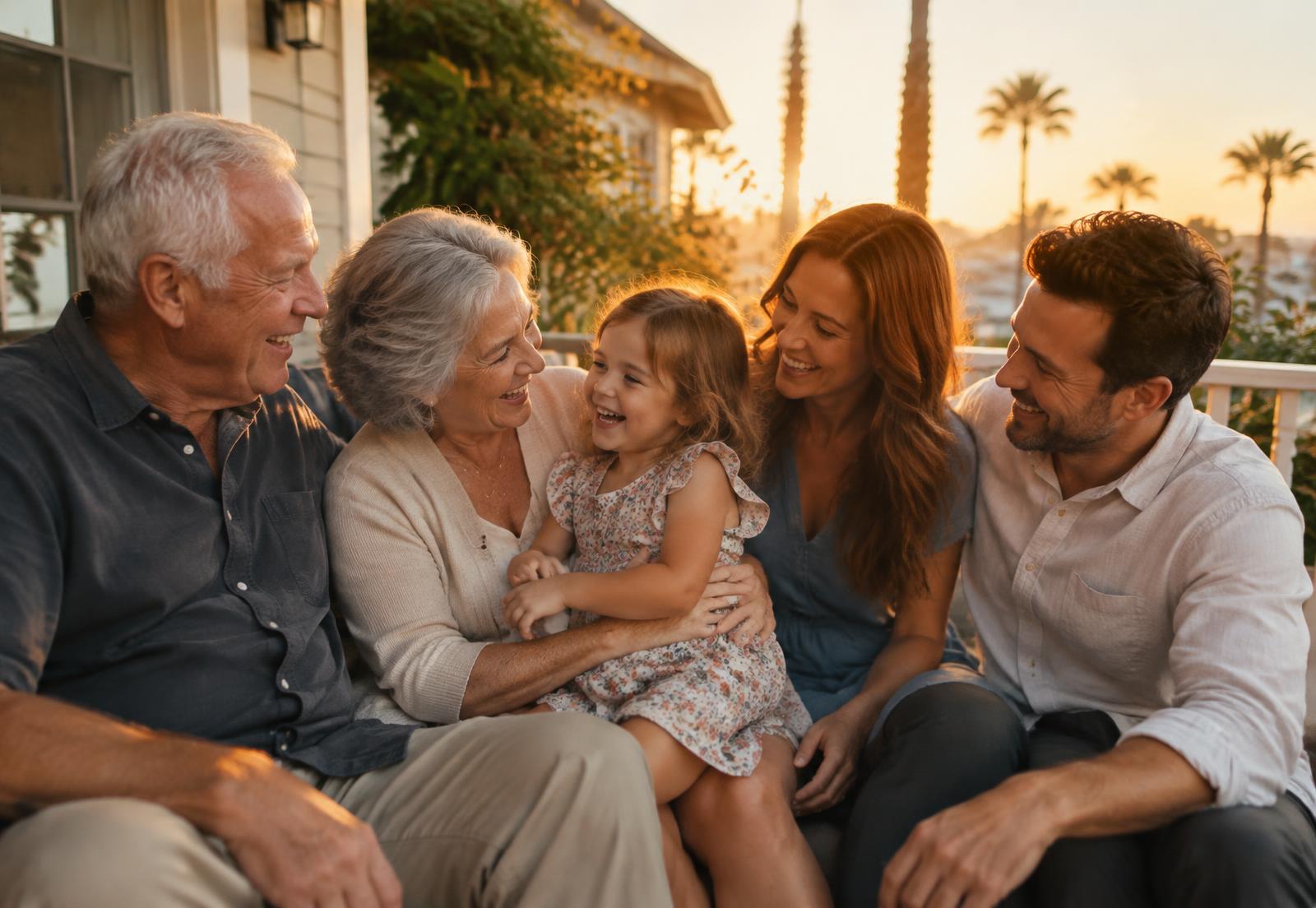 Multigenerational family smiling together